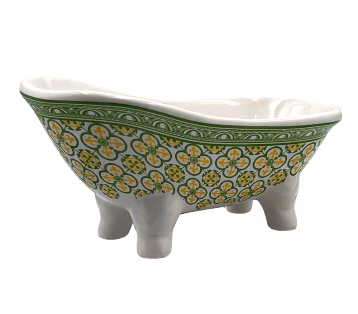 BAIGNOIRE FLEUR DE LYS VERT JAUNE (badje)