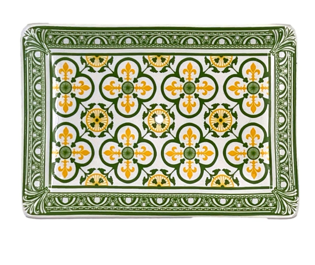 PORTE SAVON FLEUR DE LYS VERT JAUNE