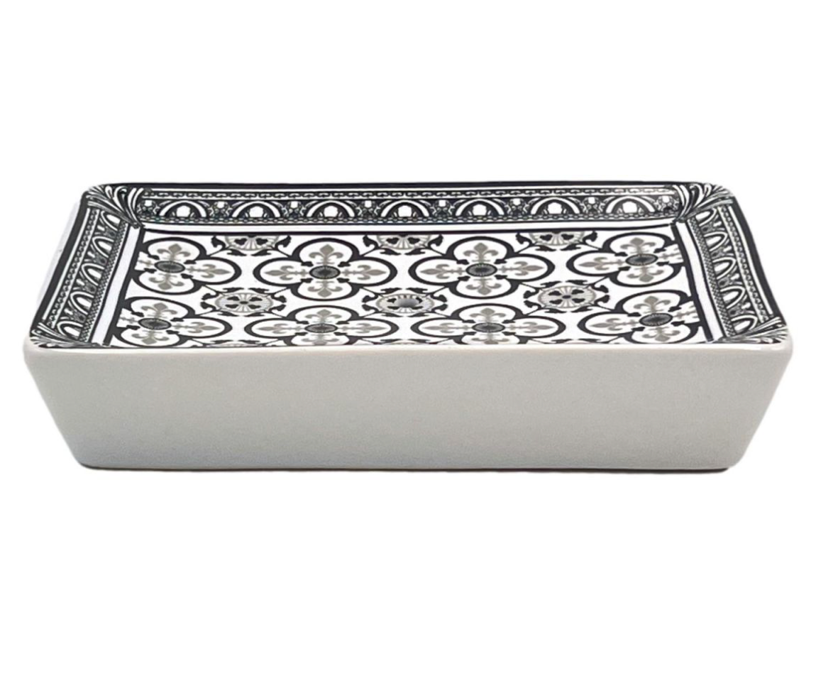 PORTE SAVON FLEUR DE LYS NOIR