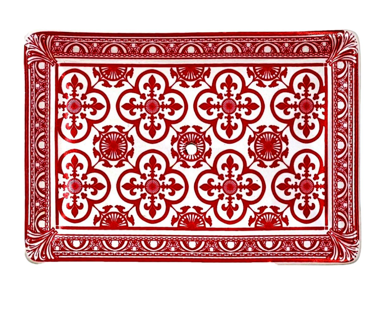 PORTE SAVON FLEUR DE LYS ROUGE